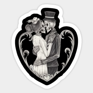 Skeletons loves couple wedding. Sticker